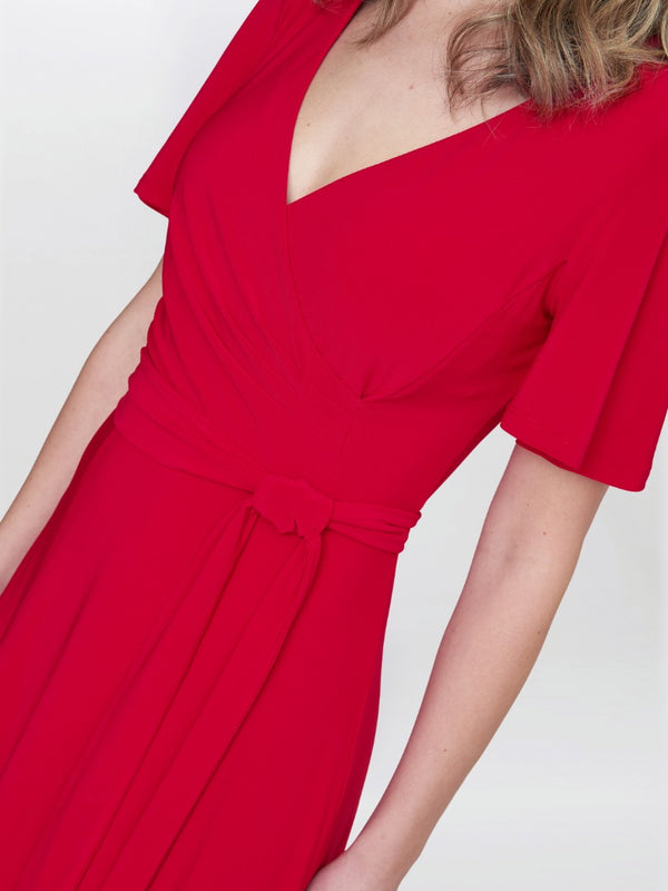 Gina Bacconi Donna Jersey Dress With Tie Belt RED