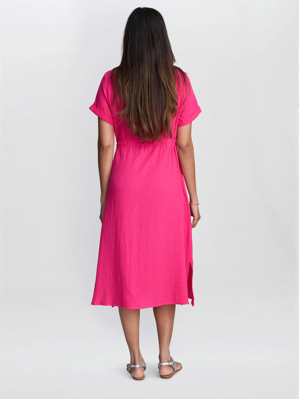 Gina Bacconi Dot Cotton Muslin Shirt Dress