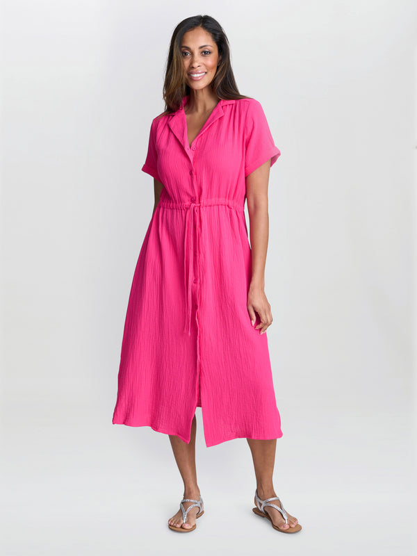 gina bacconi Dot cotton muslin shirt dress