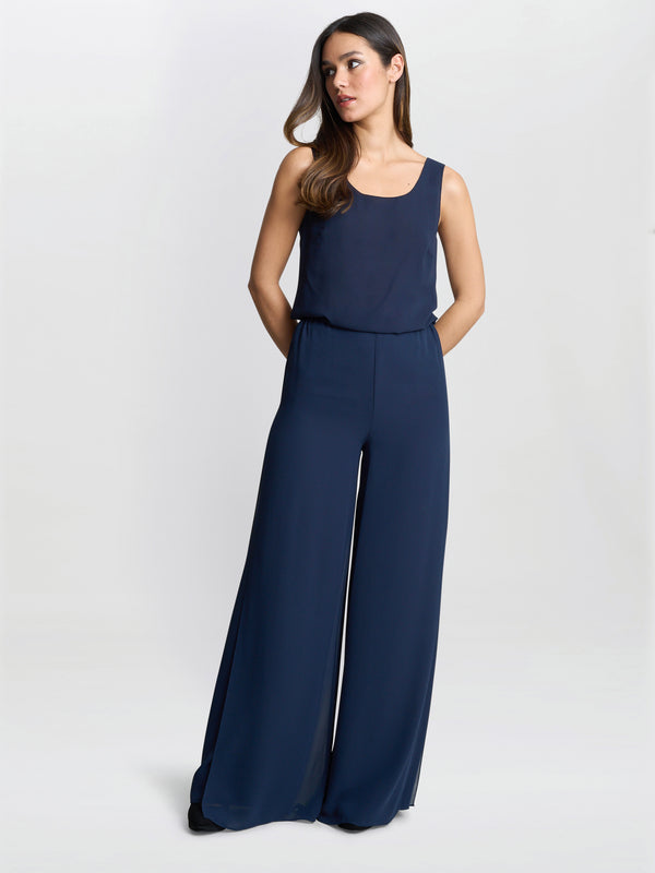Gina Bacconi Double Layer Chiffon Cami Navy