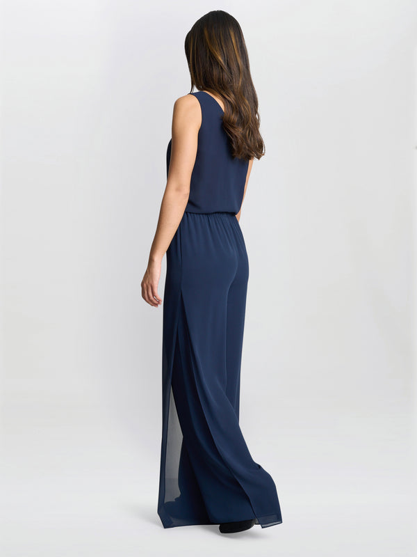 Gina Bacconi Double Layer Chiffon Cami Navy