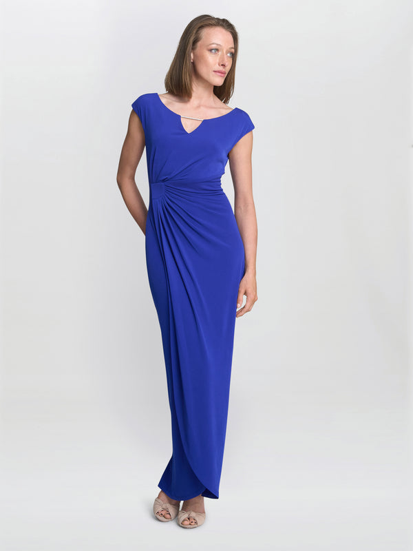 Gina Bacconi Eileen Jersey Maxi Dress Cobalt