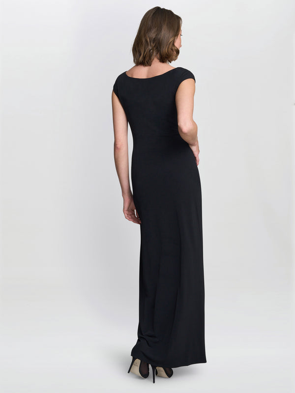 Gina Bacconi Eileen Wrap Maxi Dress Black