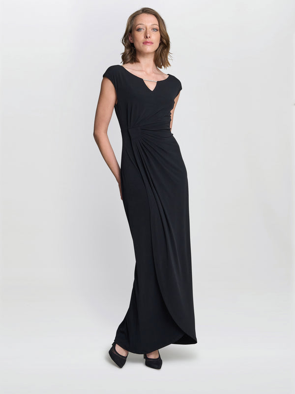 Gina Bacconi Eileen Wrap Maxi Dress Black