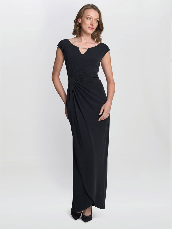 gina bacconi Eileen wrap maxi dress Black