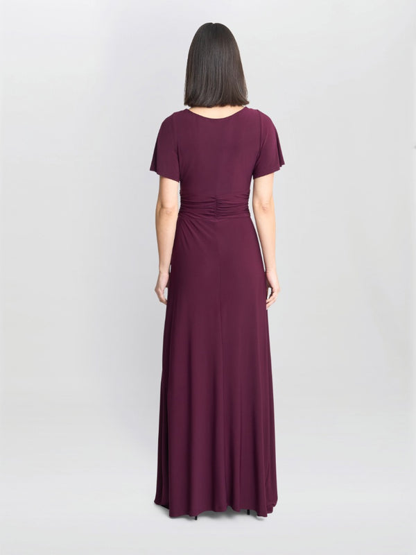 Gina Bacconi Elena Jersey Maxi Dress Plum