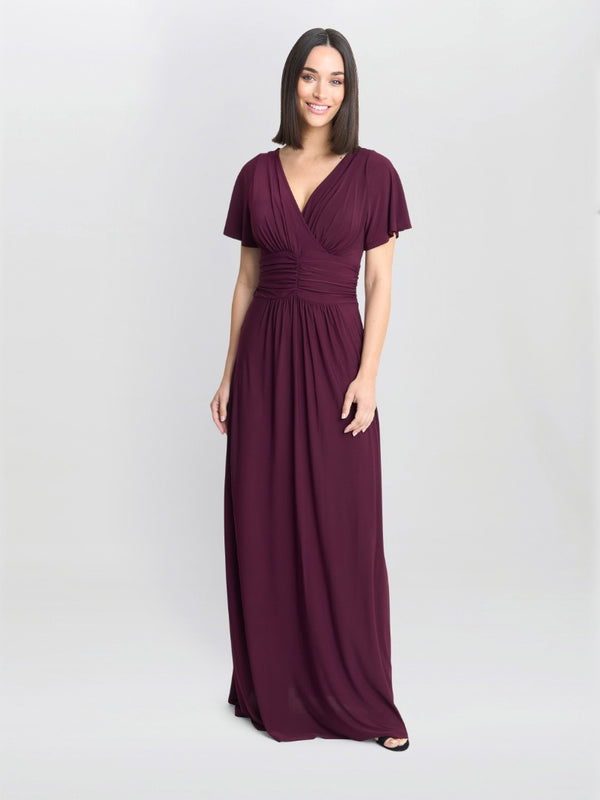 Gina Bacconi Elena Jersey Maxi Dress Plum