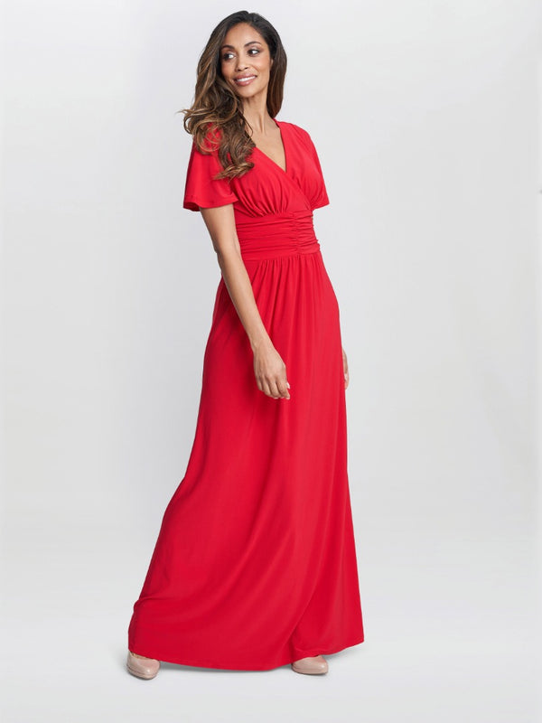Gina Bacconi Elena Jersey Maxi Dress Red