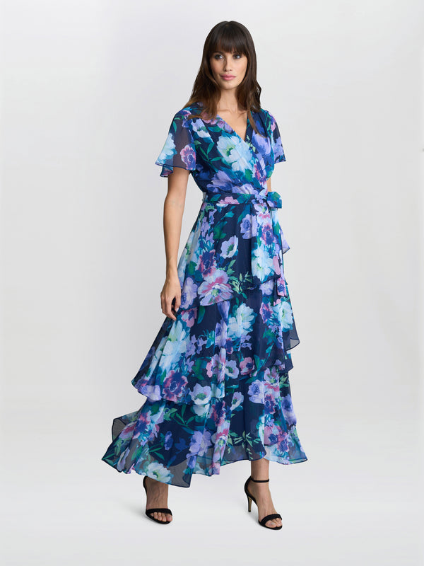 gina bacconi Elizabeth tiered maxi dress