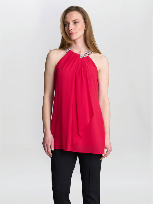 gina bacconi Elle halter top with beaded neck Red