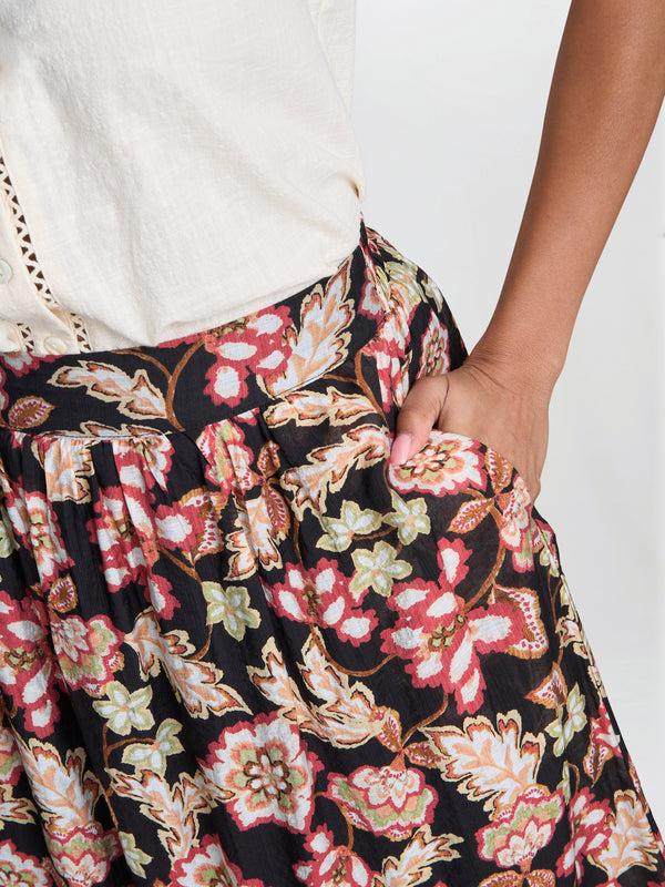 Gina Bacconi Emi Floral Elastic Waist Skirt