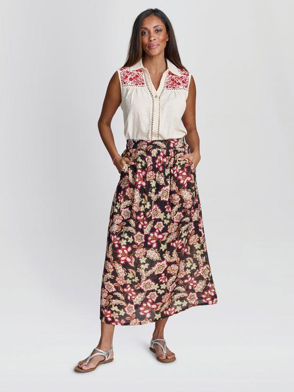 gina bacconi Emi floral elastic waist skirt