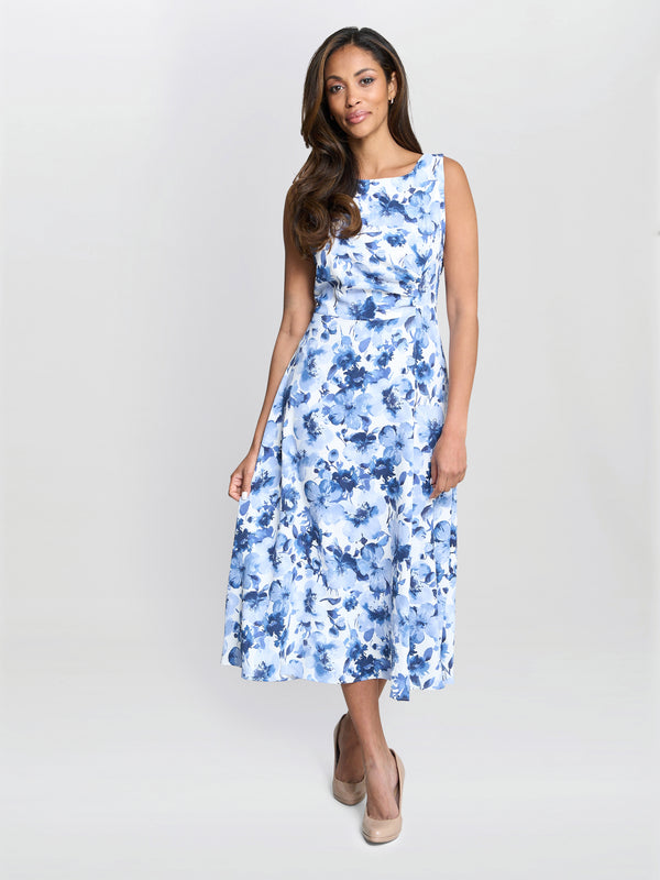 Gina Bacconi Emmy Floral Print Midi Dress