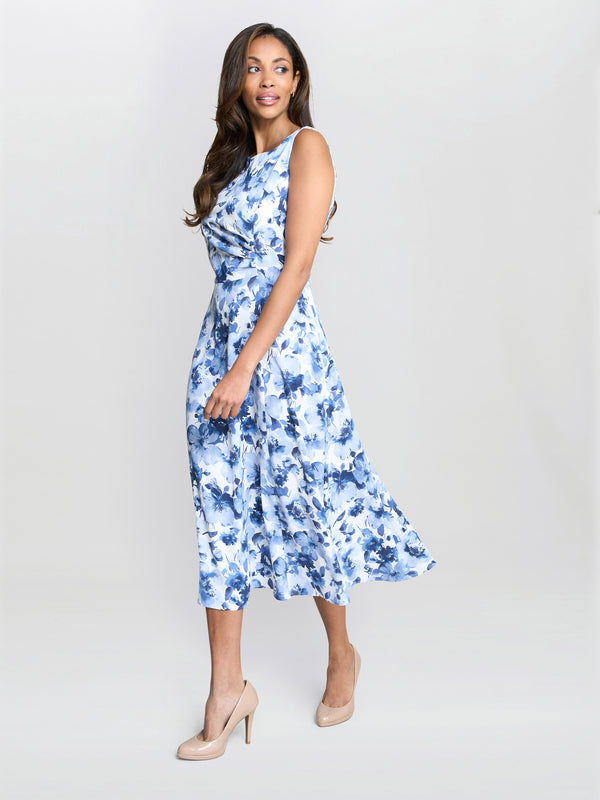 gina bacconi Emmy floral print midi dress