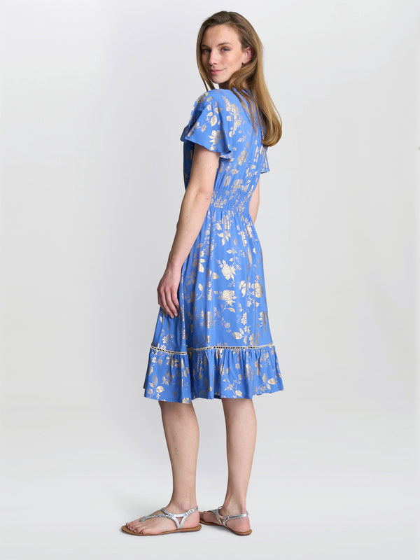 Gina Bacconi Etna Gold Print Summer Dress