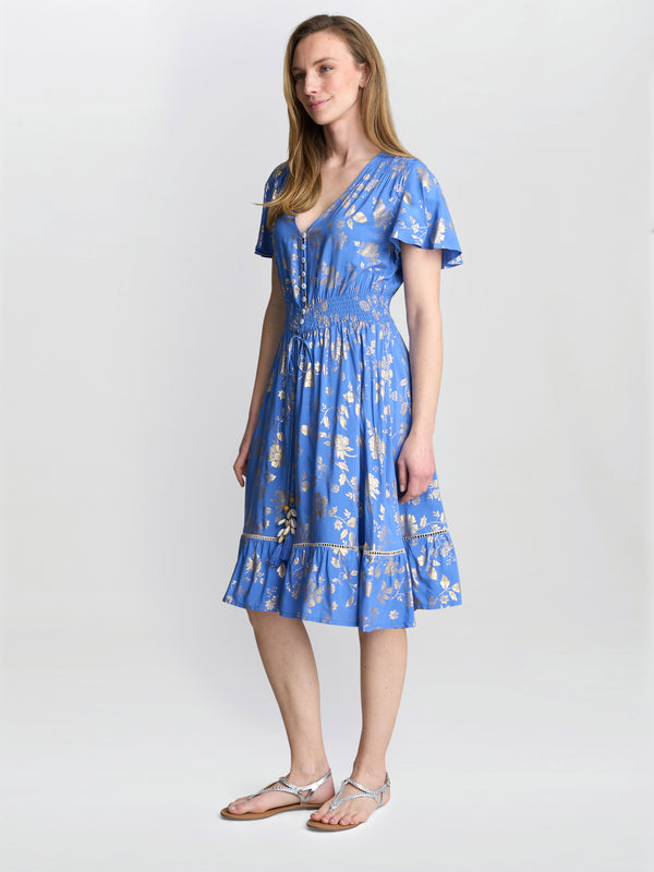 Gina Bacconi Etna Gold Print Summer Dress