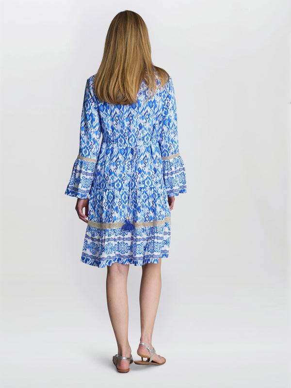 Gina Bacconi Eva Marie Collarless Shirt Dress