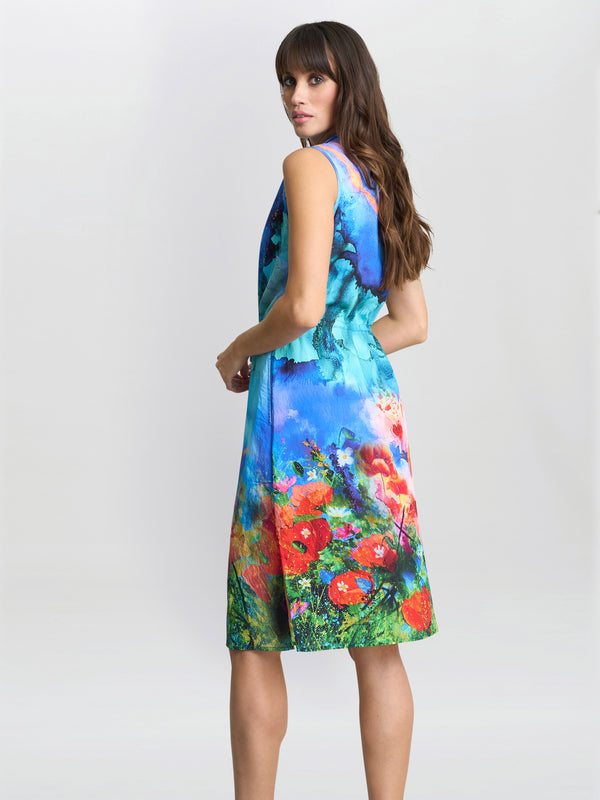 Gina Bacconi Everly Poppy Print Shirt Dress