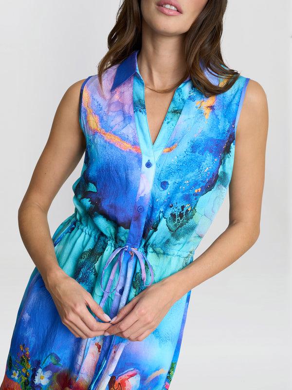 Gina Bacconi Everly Poppy Print Shirt Dress