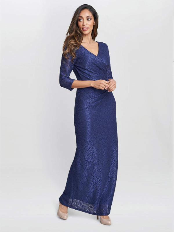 Gina Bacconi Fearne Lace Wrap Maxi Dress Navy