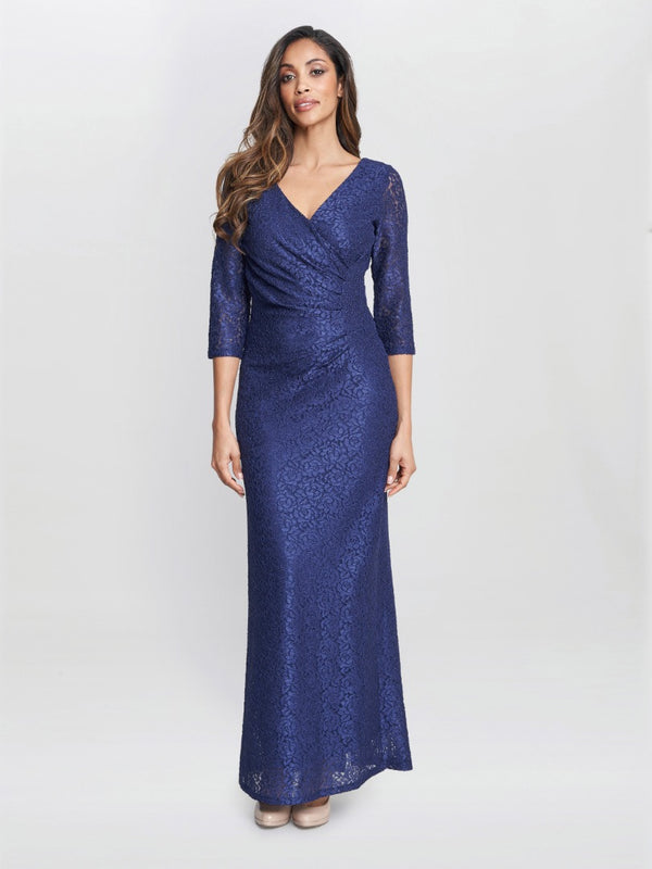gina bacconi Fearne lace wrap maxi dress Navy