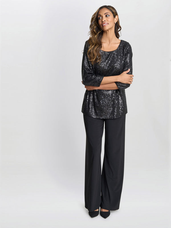 Gina Bacconi Flora Sequin Tunic Blouse