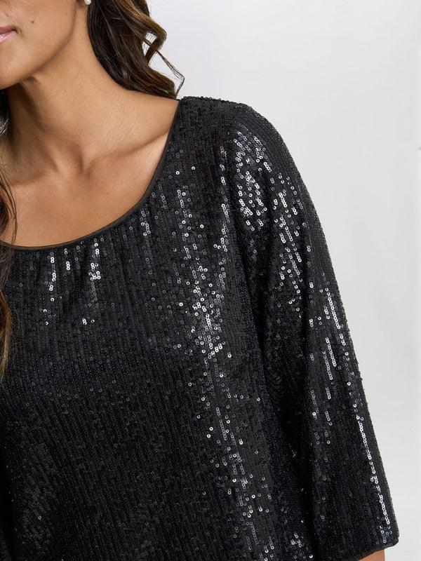 Gina Bacconi Flora Sequin Tunic Blouse