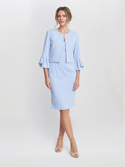 Gina Bacconi Gigi Moss Crepe Bolero Nordic Blue