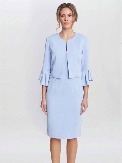 Gina Bacconi Gigi Moss Crepe Bolero Nordic Blue