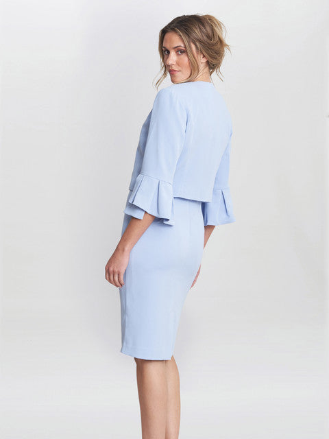 gina bacconi Gigi moss crepe bolero Nordic Blue