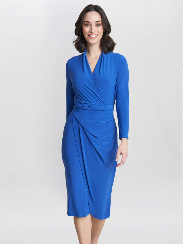 Gina Bacconi Gloria Jersey Wrap Dress COBALT