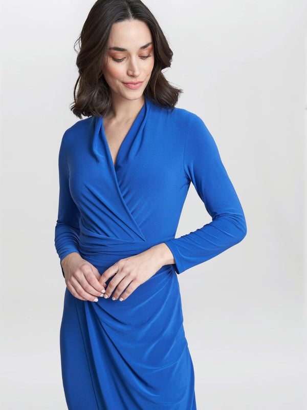 Gina Bacconi Gloria Jersey Wrap Dress COBALT