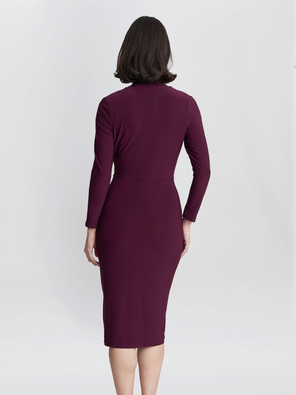 Gina Bacconi Gloria Jersey Wrap Dress PLUM