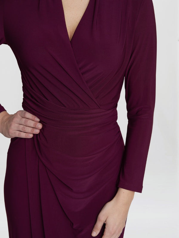 Gina Bacconi Gloria Jersey Wrap Dress PLUM