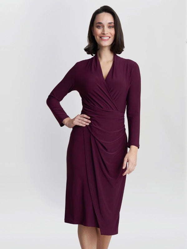gina bacconi Gloria jersey wrap dress PLUM