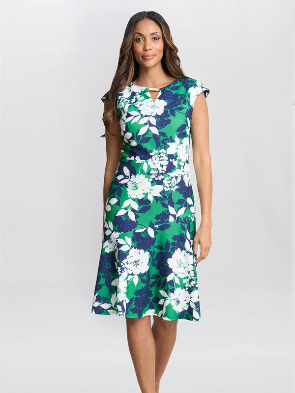 gina bacconi Gracey floral cap-sleeve dress
