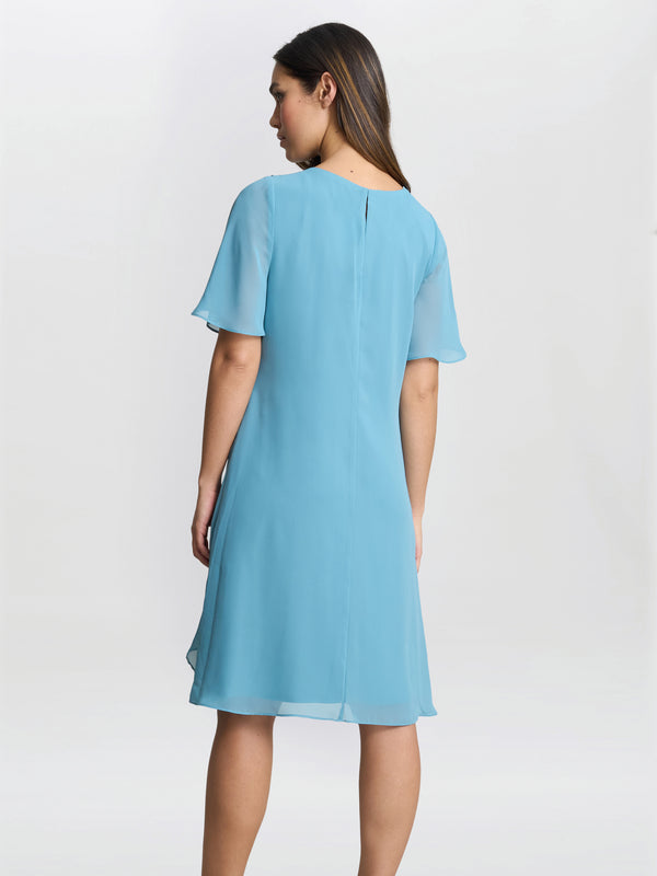 Gina Bacconi Hallie Blue Floral Tier Dress