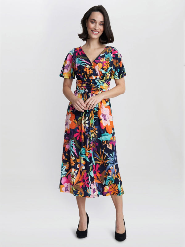 gina bacconi Hattie jersey print dress