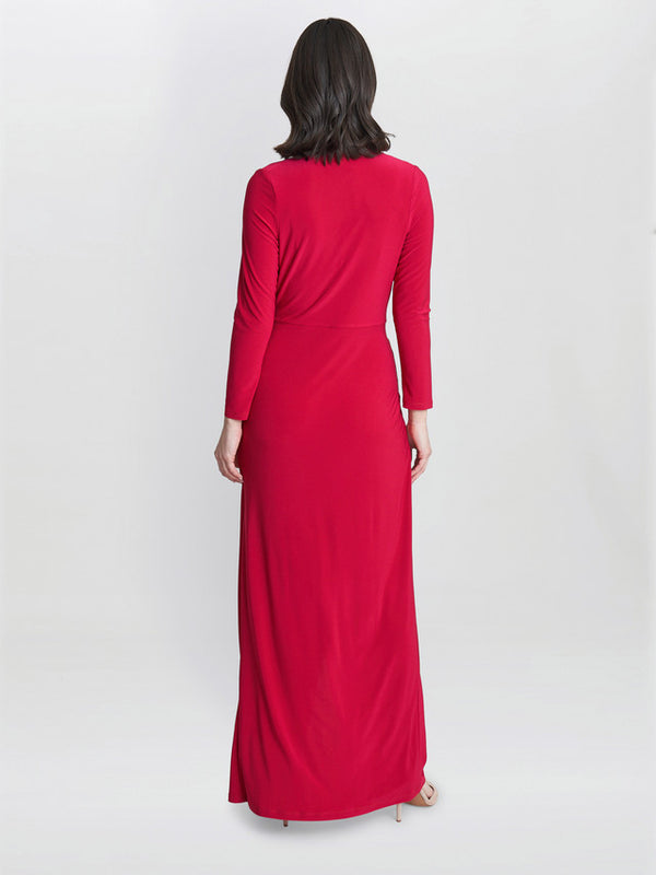 Gina Bacconi Hilary Jersey Wrap Maxi Dress Magenta