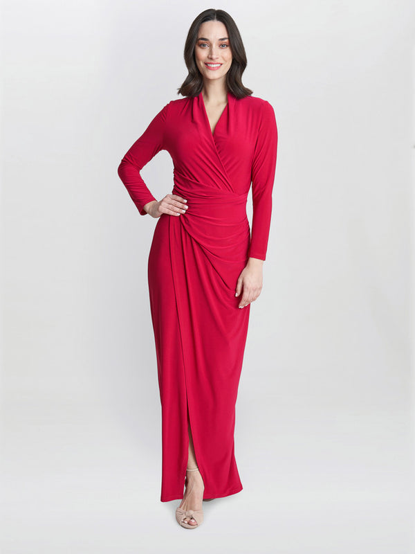 gina bacconi Hilary jersey wrap maxi dress Magenta