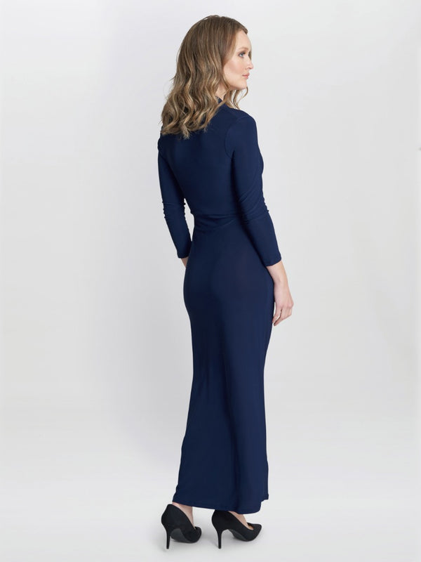 Gina Bacconi Hilary Jersey Wrap Maxi Dress NAVY