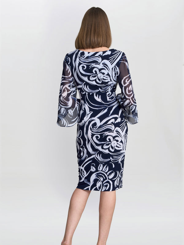 gina Bacconi Iga Abstract Print Dress