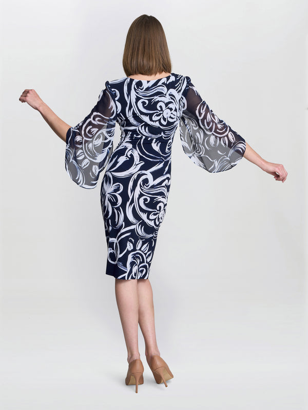 gina Bacconi Iga Abstract Print Dress