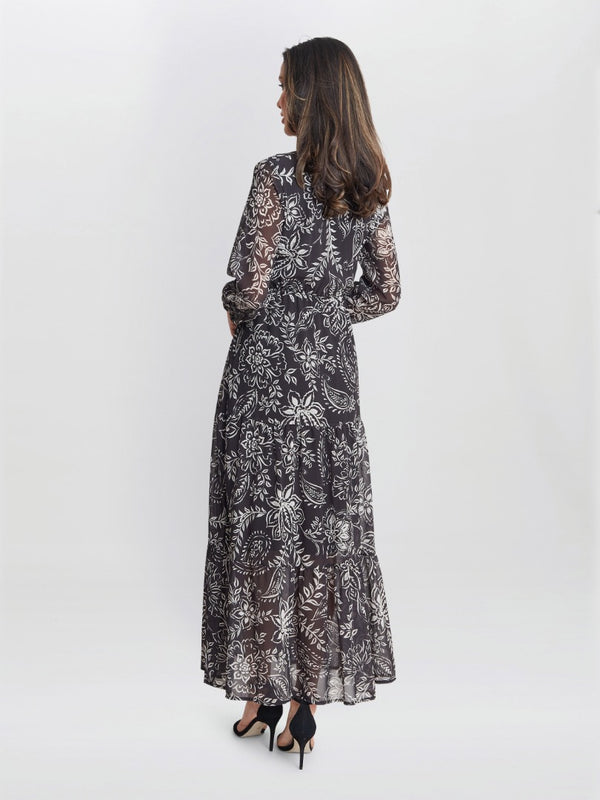 Gina Bacconi Iona Print Stand Collar Dress