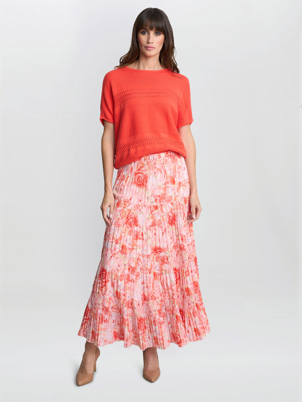 gina bacconi Isabelle floral print pleated skirt