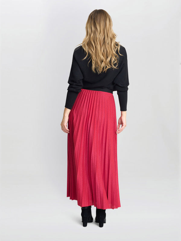 Gina Bacconi Ismay Metallic Skirt Red