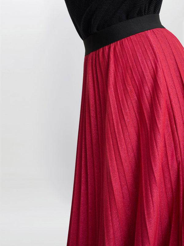 Gina Bacconi Ismay Metallic Skirt Red