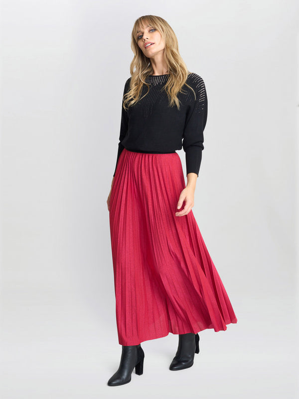 Gina Bacconi Ismay Metallic Skirt Red