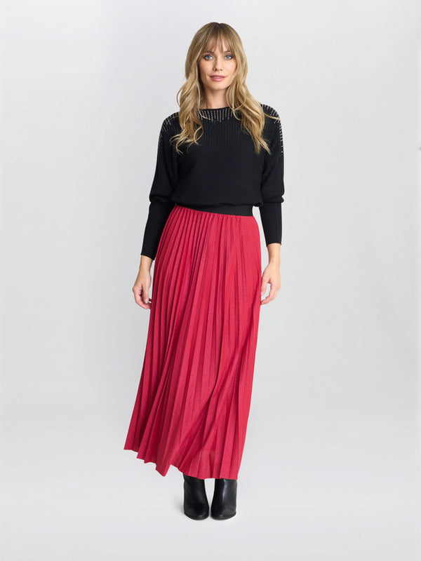 gina bacconi Ismay metallic skirt Red