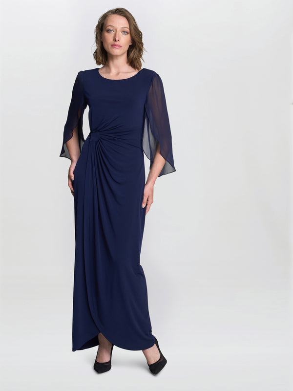 gina bacconi Iulia jersey and chiffon wrap dress